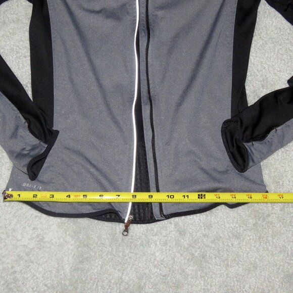 Nike Dri-Fit Sz Small Gray/Black Running Jacket Reflective Accents - Broken Zip - Picture 10 of 16